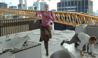 A crane comes crashing through a photoshoot
